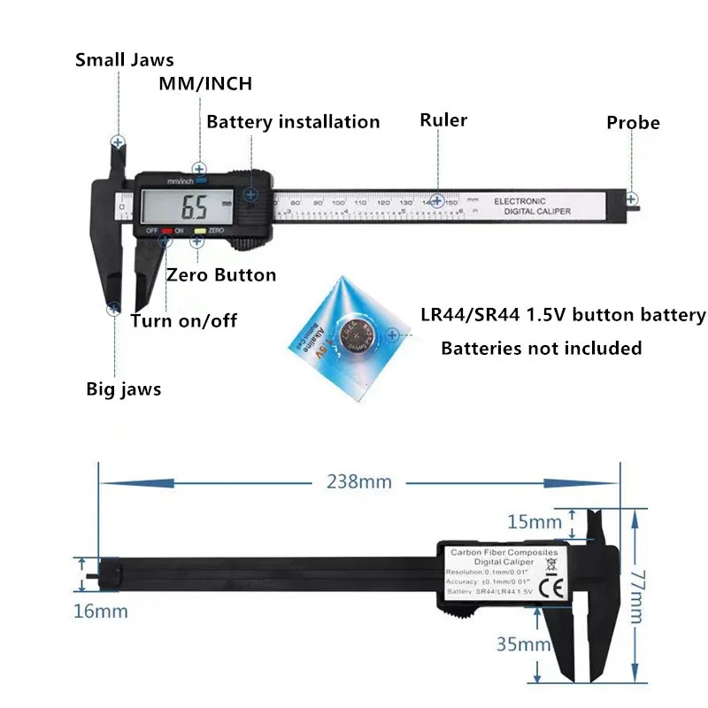 150mm 100mm Electronic Digital - огляд і ціна Digital Caliper 150Mm Stainless Steel