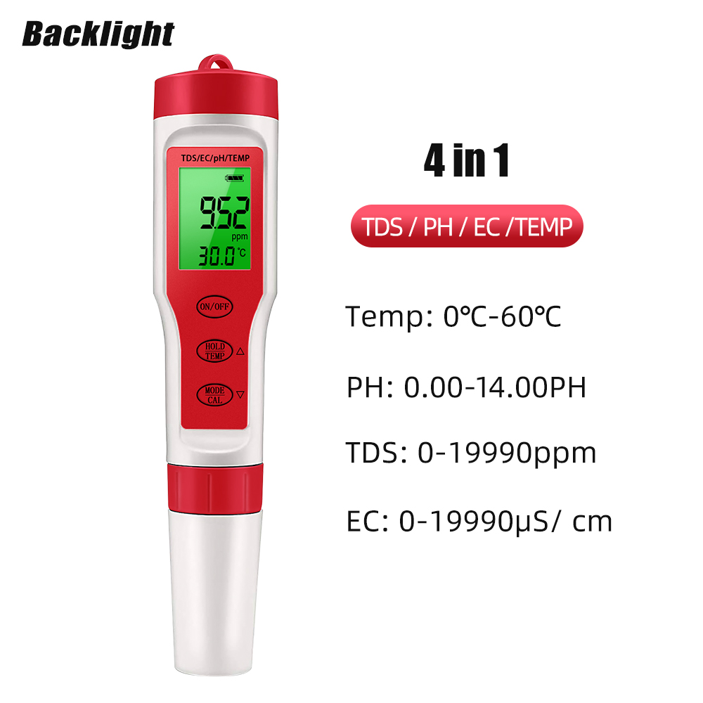4 IN 1 TDS PH Meter PH/TDS/EC/ - огляд і ціна Ph Meter Digital Water Tester