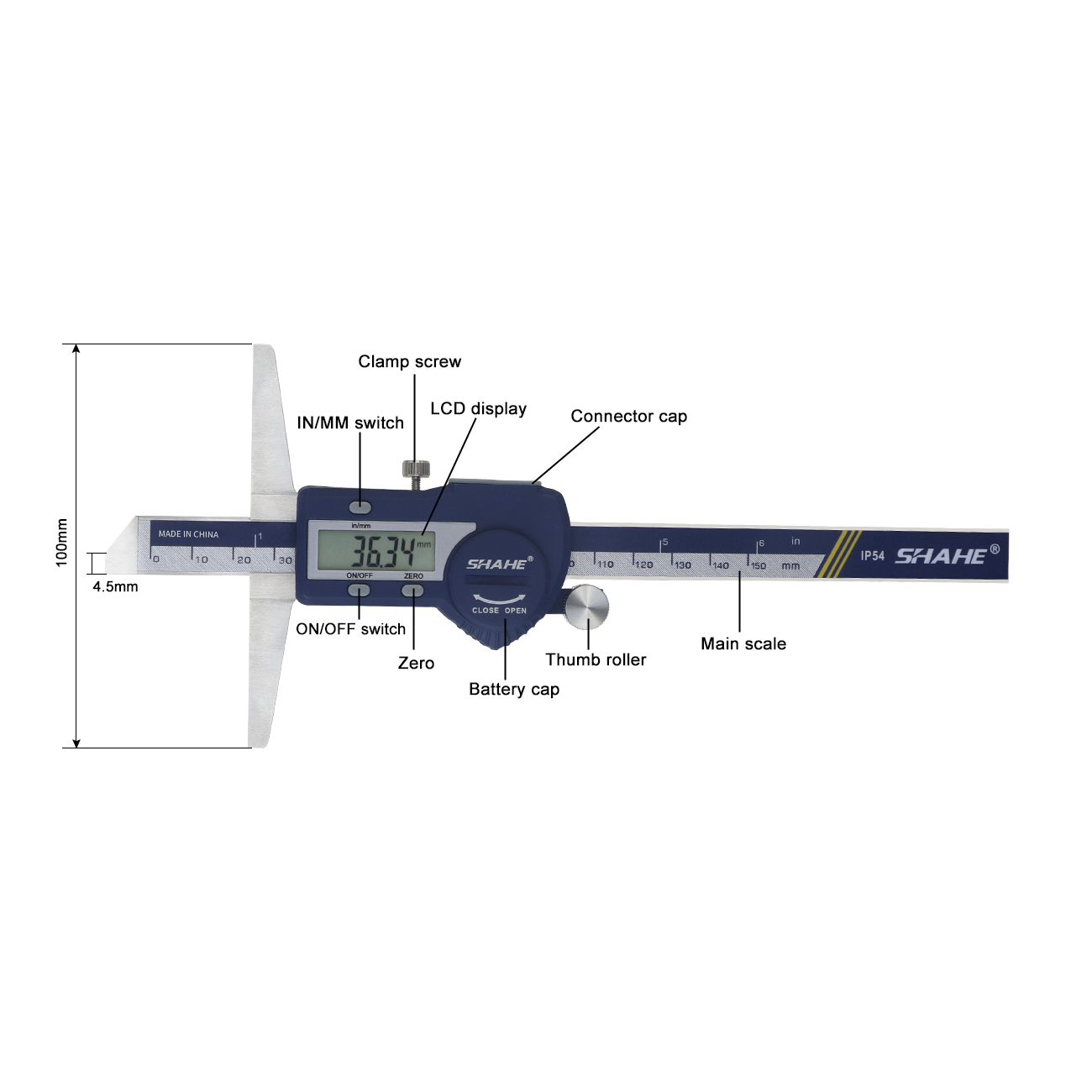 SHAHE Digital Depth Caliper 15 - огляд і ціна Digital Caliper 150Mm Stainless Steel